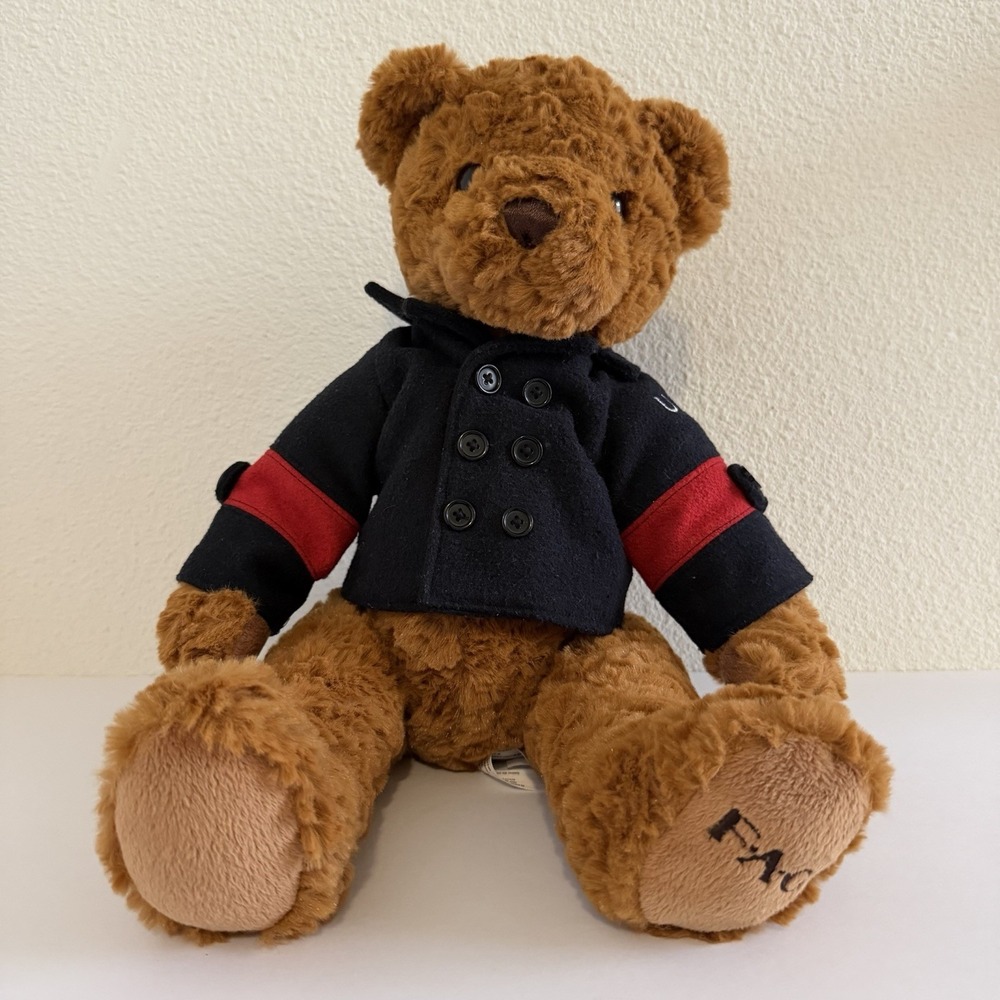 FAO Schwarz 2016 Toys R Us 12" Teddy Bear Plush USA Pea Coat Navy Sailor
